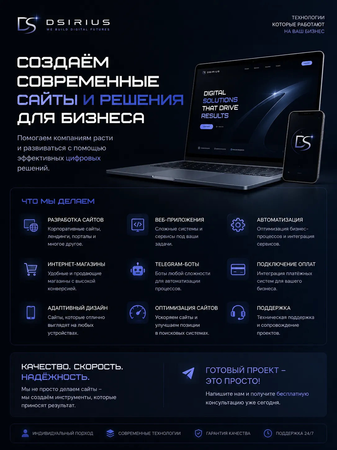 DSirius — создание современных сайтов и решений
