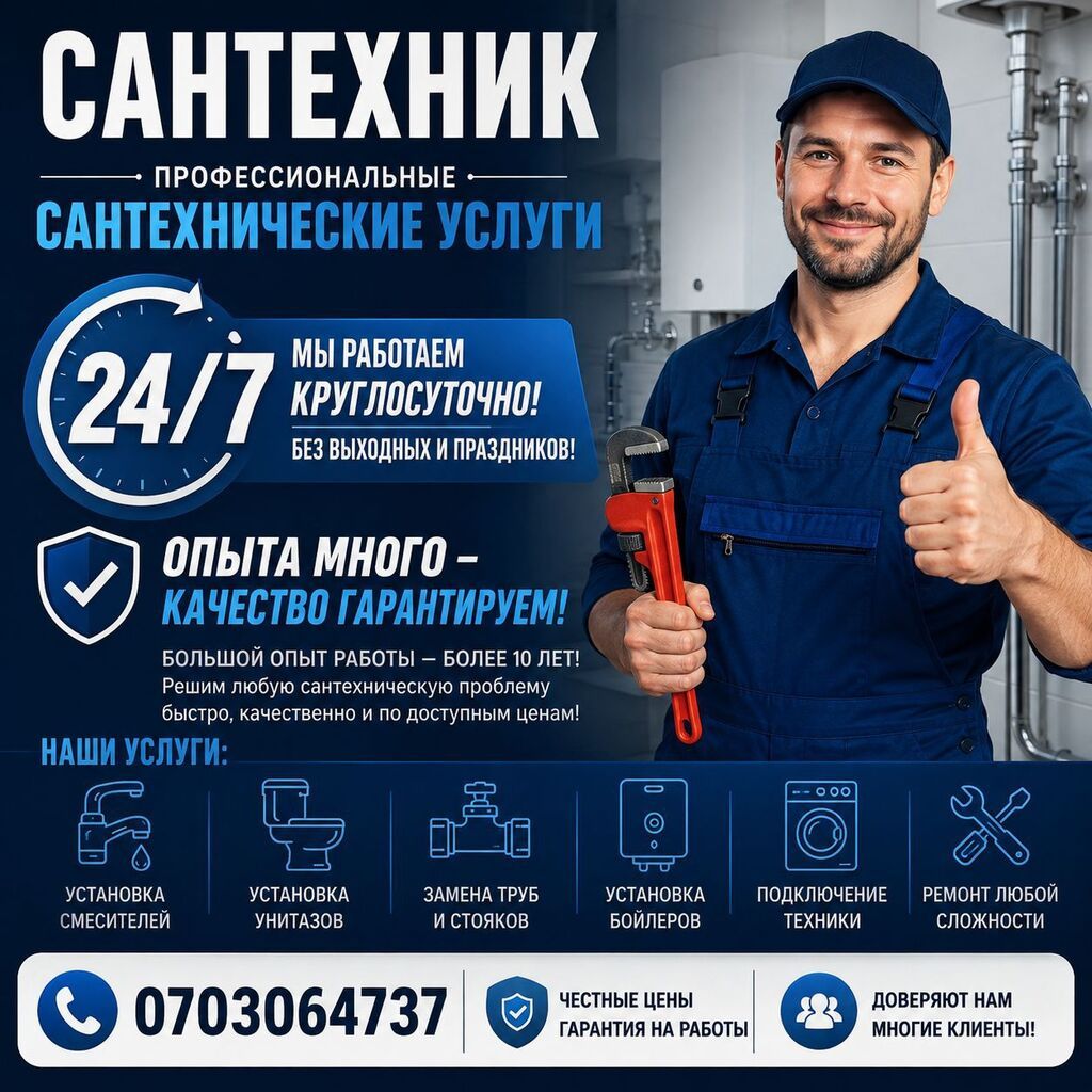 Монтаж и замена сантехники Больше 6 лет опыта